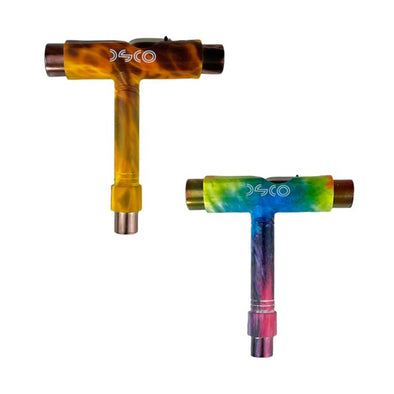 3 way skate tool in a flame design and a tie dye 
