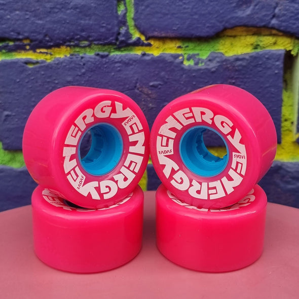 pink energy outdoor roller skate wheel blue hub
