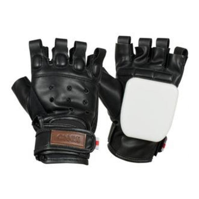black ennui gloves with white plastic palm 
