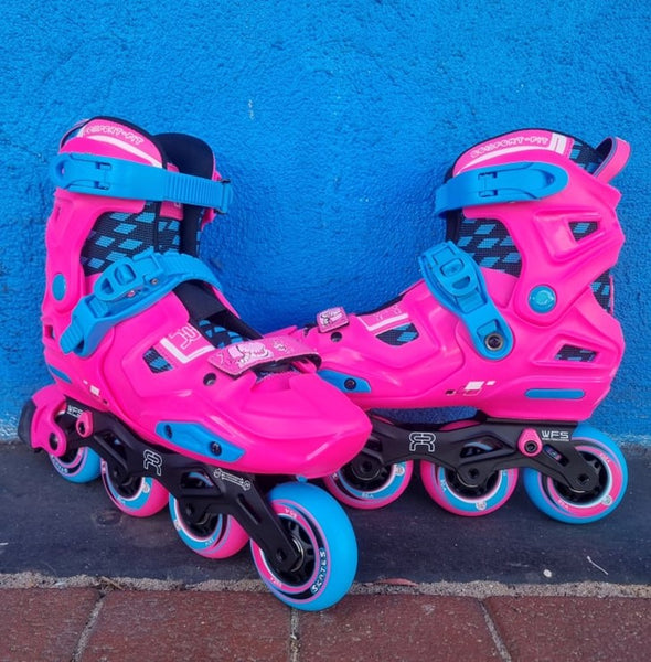 kids adjustable rollerblade inline skates pink blue 