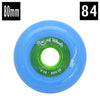 blue inline wheels with green hub 80mm 84a