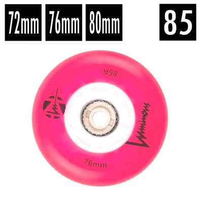 red light up led inline skate wheels 72mm, 76mm, 80mm