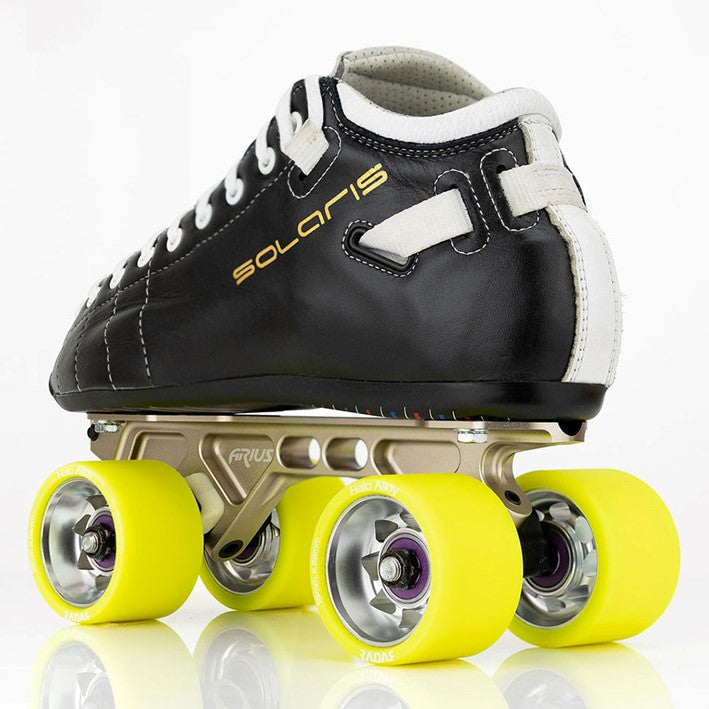 roller skate with yellow indoor roller skate wheels with alloy hubs