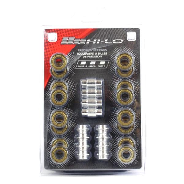 8mm roller hockey bearings abec 9 yellow shields with 6mm spacers and 608 floating spacers