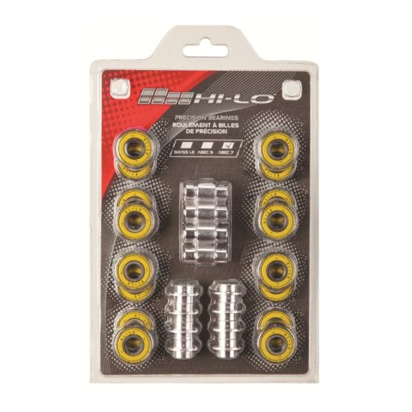 8mm 608 bearings abec 7 yellow with 6mm spacers and 608 floating spacers