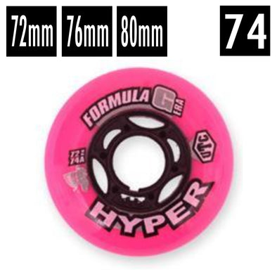 pink indoor inline skate hyper wheels 74a