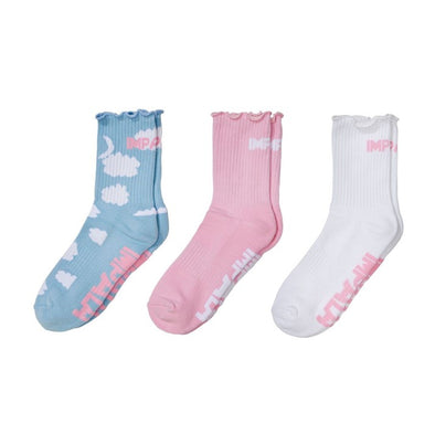 impala pastel plue pink white socks with frill 