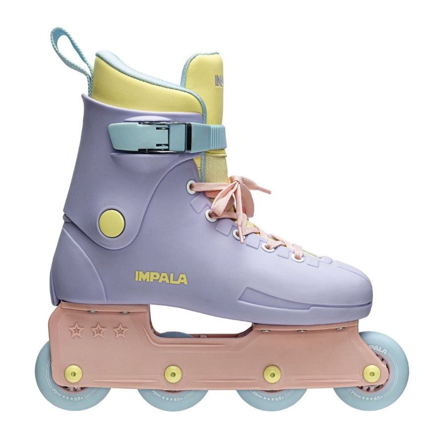 rainbow coloured rollerblades 