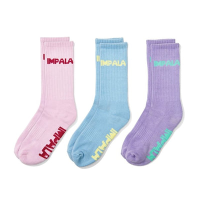 pastel mid calf skater socks pink blue purple 'Impala'