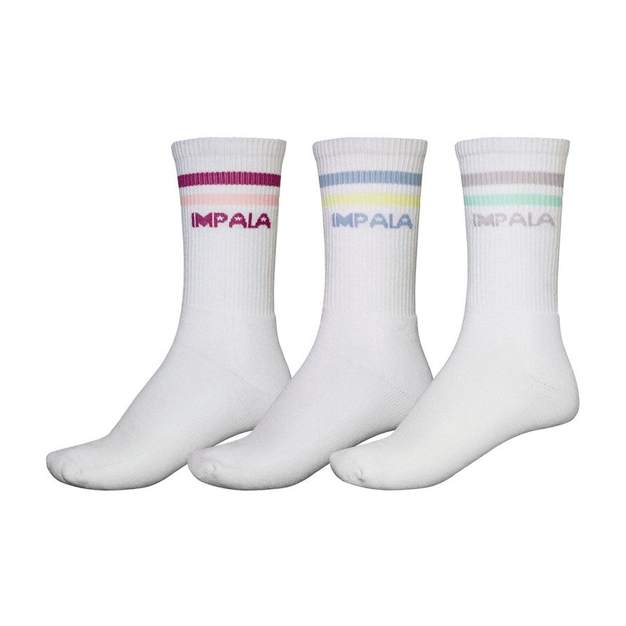 Impala White/Pastel Stripe 3 Pack Socks