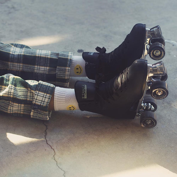 black roller skates