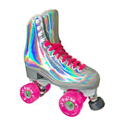 silver holographic high top skates