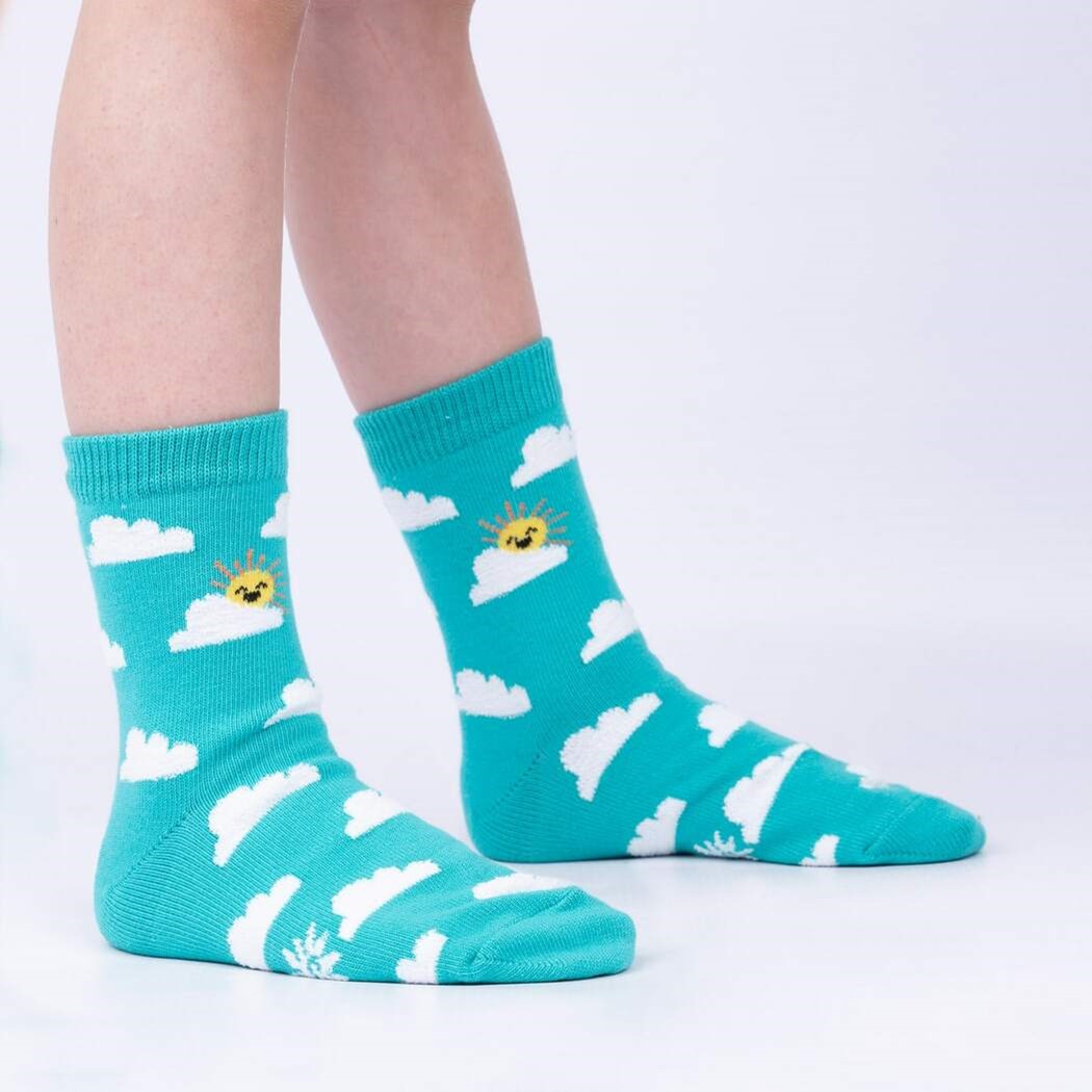 teal socks WITH CLOUDS and sun