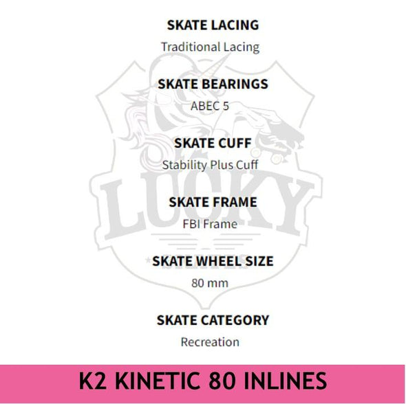 K2 Kinetic 80 W Black Turquoise Inline Skates *Last Pair* US 7/EU 37