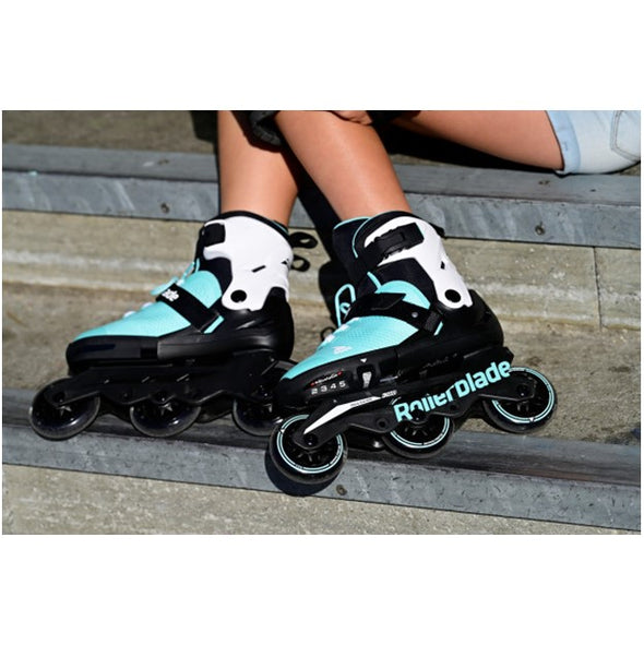 kids inline rollerblades adjustable teal aqua tri skates