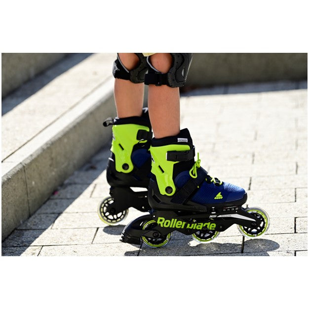 kids green blue inline rollerblade tri skates 80mm adjustable 