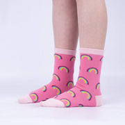 pink rainbow crew socks