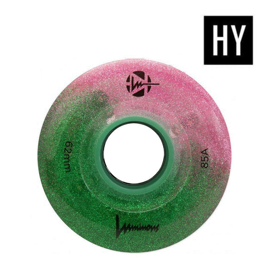 Lime Green Kids Skateboard with Hot Pink Acrylic Wheels