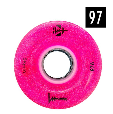 luminious led light up roller skate wheels 97a jam skating indoor 58mm pink glitter wheel 