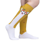 MUSTARD YELLOW KNEE HIGH SOCKS WITH LAGE LLAMA HEAD ON SIDE