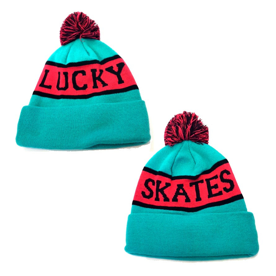 Lucky Skates Teal/Pink Beanie