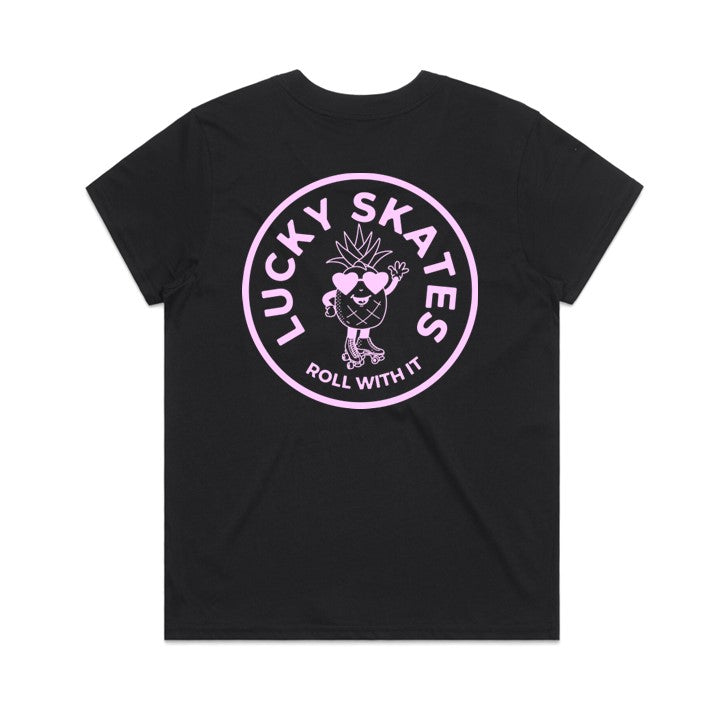 Lucky Skates Pineapple Black Square Tee - Lucky Skates