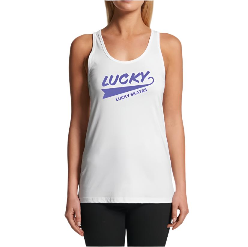 Double Lucky Womens White Singlet