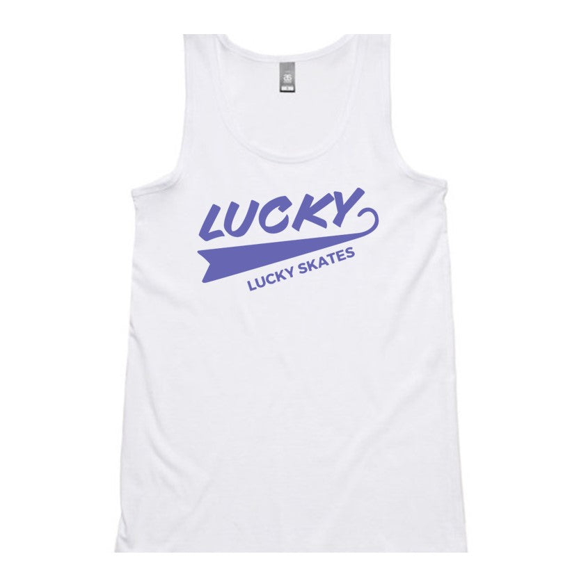 Double Lucky Womens White Singlet - Lucky Skates