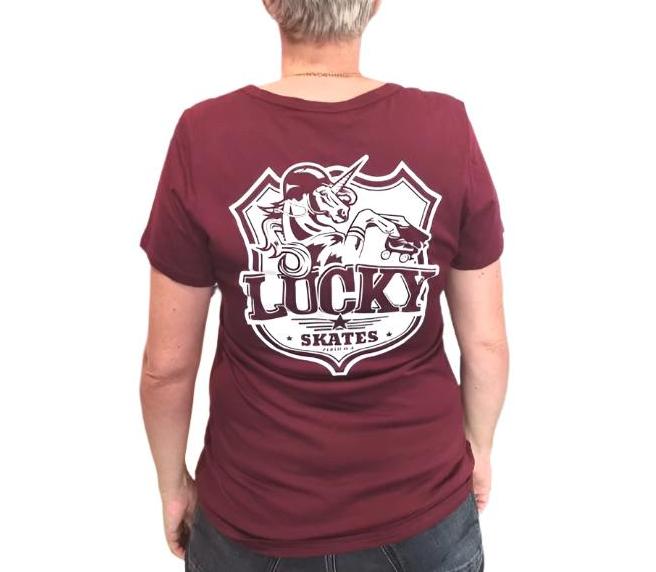 Lucky Skates Maroon Scoop Tee - Lucky Skates