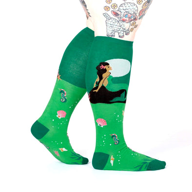 green long socks with mermaid 