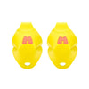 yellow and pink toe guards 