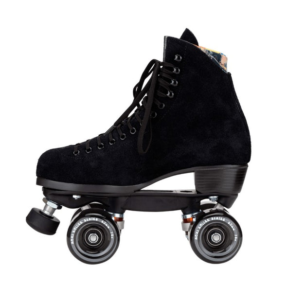 black moxi high top retro rollerskate with outdoor wheels 