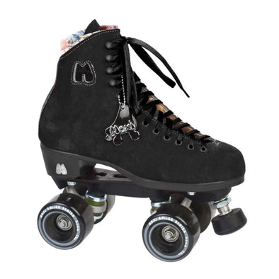 black moxi high top retro rollerskate with outdoor wheels 