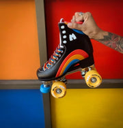 black rainbow retro roller skate high top skates