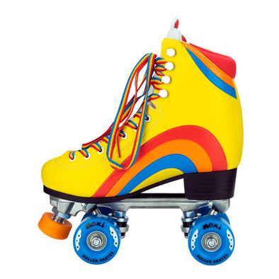 yellow rainbow retro roller skate high top skates