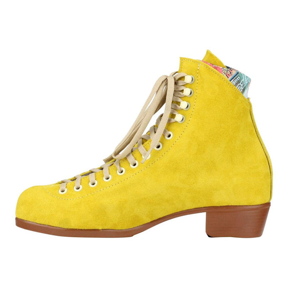 yellow moxi roller skate artistic high top boot 