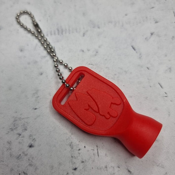 red roller skate wheel tool with keychain 