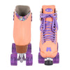 retro rollerskate peach boot, purple lace wheels 