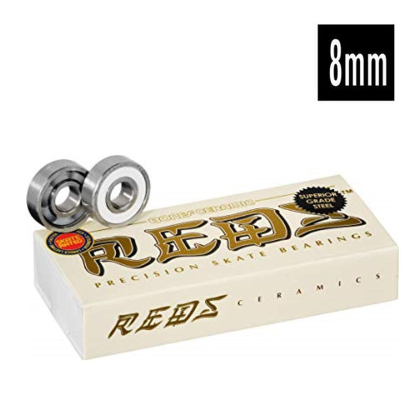 ceramic 8mm 608 skate bearings 'Reds'