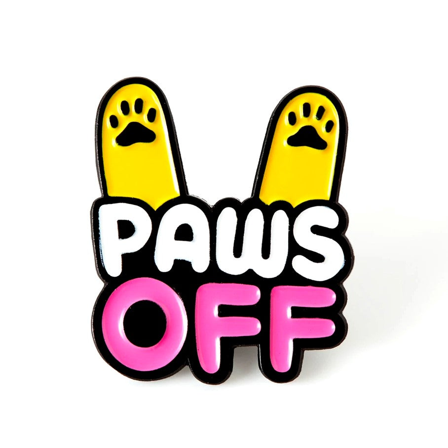 paws off cat dog pin 