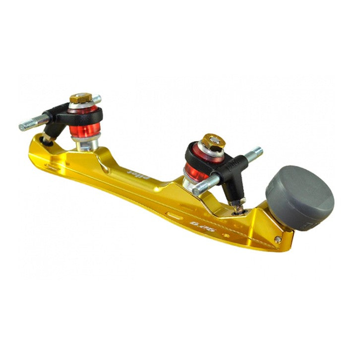 gold metallic skate quad plate with adjustable pivot cups 