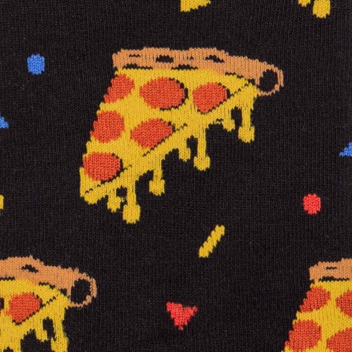 CLOSE UP OF PEPERONI PIZZA PATTERN ON SOCKS