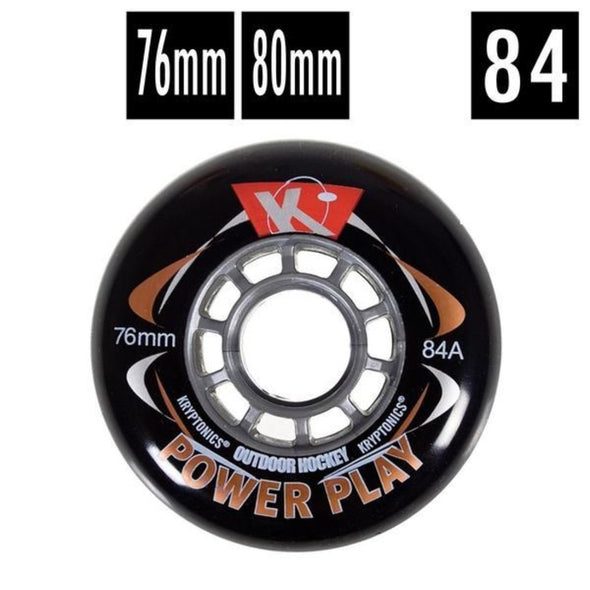 outdoor hockey black inline power play kryptonics wheels 84a 