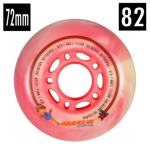 powerslide adventure 72mm 82a inline skate wheels pink marble