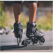 black white 3 wheeled inline skates 