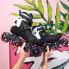 black inline rollerblades 90mm fitness skates teal pink 