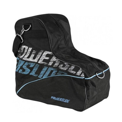 black triangle rollerskate rollerblade bag, shoulder strap, blue print 'Powerslide'