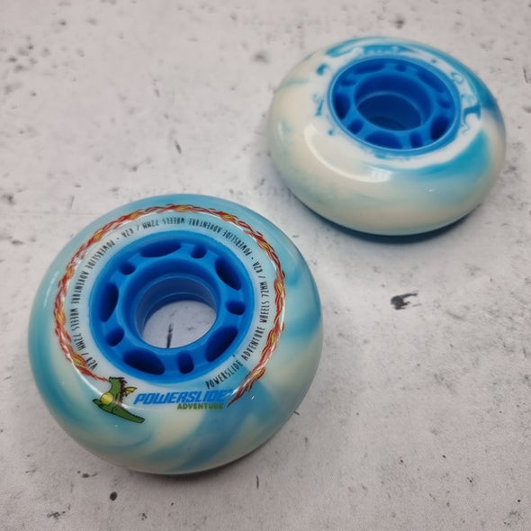 powerslide adventure 72mm 82a inline skate wheels blue marble