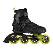 inline rollerblades black fitness 84mm, fluro green wheels 