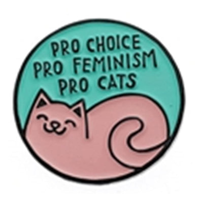 cat feminist pin 